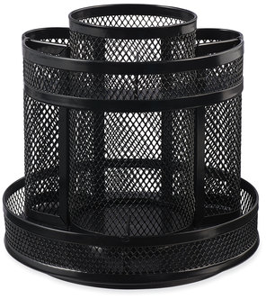 Universal® Metal Mesh Rotating Desktop Organizer 8 Compartments, 6.5" Diameter x 6.13"h, Black