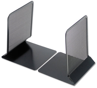 Universal® Metal Mesh Bookends Nonskid, 5.38 x 6.75, Black, 1 Pair