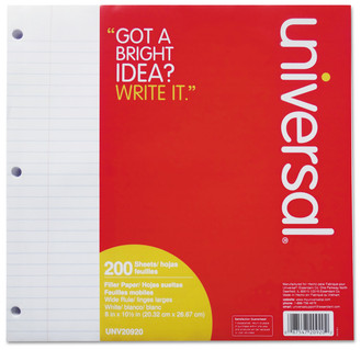 Universal® Filler Paper 3-Hole, 8 x 10.5, Wide/Legal Rule, 200/Pack