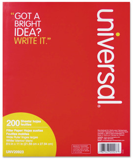 Universal® Filler Paper 3-Hole, 8.5 x 11, Wide/Legal Rule, 200/Pack
