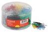 A Picture of product UNV-21000 Universal® Plastic-Coated Paper Clips with Six-Compartment Dispenser Tub, #3, Assorted Colors, 1,000/Pack