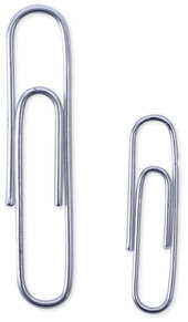 Universal® Plastic-Coated Paper Clips with Two-Compartment Dispenser Tub, (750) #2 (250) Jumbo Silver