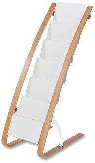 Alba™ Literature Floor Display Rack 19.68 x 13.38 36.61, White/Woodgrain