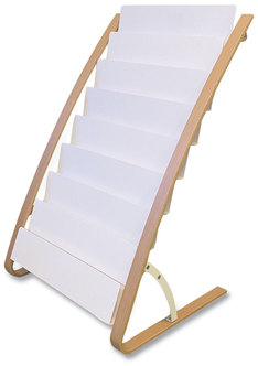 Alba™ Literature Floor Display Rack 22.8 x 19.69 36.61, White/Woodgrain