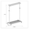 A Picture of product ABA-PMLUX6 Alba™ Lux Garment Rack Racks, Two-Sided, 2-Shelf Coat 6 Hanger/6 Hook, 44.8w x 21.67d 70.8h, Silver/Wood