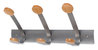 A Picture of product ABA-PMV3 Alba™ Wooden Coat Hook Three Wood Peg Wall Rack, Brown/Silver, 45 lb Capacity