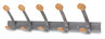 A Picture of product ABA-PMV5 Alba™ Wooden Coat Hook Five Wood Peg Wall Rack, Brown/Silver, 45 lb Capacity