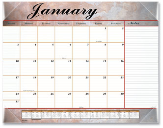 AT-A-GLANCE® Marbled Desk Pad Stone Artwork, 22 x 17, White/Multicolor Sheets, Clear Corners, 12-Month (Jan to Dec): 2026