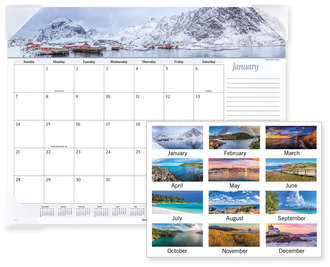 AT-A-GLANCE® Seascape Panoramic Desk Pad Photography, 22 x 17, White Sheets, Clear Corners, 12-Month (Jan-Dec): 2026