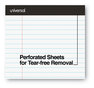 A Picture of product UNV-30730 Universal® Premium Ruled Writing Pads with Heavy Duty Back Heavy-Duty Wide/Legal Rule, Black Headband, 50 White 8.5 x 11 Sheets, 12/Pack
