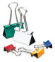 A Picture of product UNV-31026 Universal® Binder Clips with Storage Tub, (12) Mini (0.5"), Small (0.75"), (6) Medium (1.25"), Assorted Colors