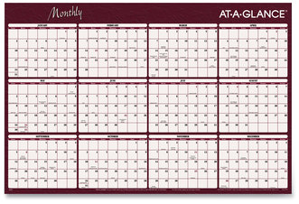 AT-A-GLANCE® Reversible Horizontal Erasable Wall Planner 48 x 32, Assorted Sheet Colors, 12-Month (Jan to Dec): 2026