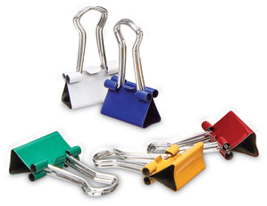 Universal® Binder Clips with Storage Tub, Mini, Assorted Colors, 60/Pack