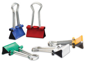 Universal® Binder Clips with Storage Tub, Small, Assorted Colors, 40/Pack