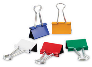 Universal® Binder Clips with Storage Tub, Medium, Assorted Colors, 24/Pack