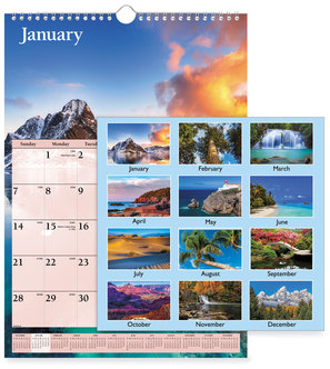 AT-A-GLANCE® Scenic Monthly Wall Calendar Landscape Photography, 12 x 17, White/Multicolor Sheets, 12-Month (Jan to Dec): 2026