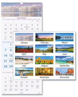 AT-A-GLANCE® Scenic Three-Month Wall Calendar Landscape Photography, 12 x 27, White Sheets, 14-Month: Dec 2025 to Jan 2027