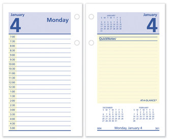 AT-A-GLANCE® QuickNotes® Desk Calendar Refill 3.5 x 6, White/Yellow/Blue Sheets, 12-Month (Jan to Dec): 2026
