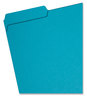 A Picture of product SMD-10291 Smead™ Interior File Folders 1/3-Cut Tabs: Assorted, Letter Size, 0.75" Expansion, Teal, 100/Box