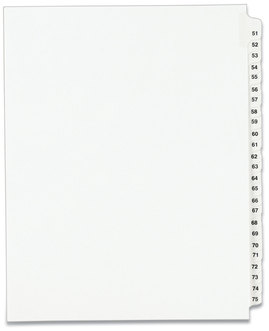 Avery® Preprinted Legal Exhibit Index Tab Dividers with Black and White Tabs Side Style, 25-Tab, 51 to 75, 11 x 8.5, 1 Set, (1332)