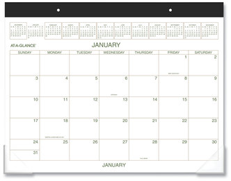 AT-A-GLANCE® Two-Color Desk Pad 21.75 x 17, White Sheets, Black Binding, Clear Corners, 12-Month (Jan to Dec): 2026
