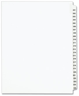 Avery® Preprinted Style Legal Dividers Exhibit Side Tab Index 25-Tab, 201 to 225, 11 x 8.5, White, 1 Set, (1338)