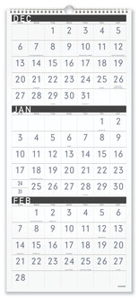 AT-A-GLANCE® Contemporary Three-Month Reference Wall Calendar Artwork/Formatting, 12 x 27, White Sheets, 15-Month: Dec 2025 to Feb 2027