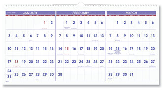 AT-A-GLANCE® Deluxe Three-Month Reference Wall Calendar Horizontal Orientation, 24 x 12, White Sheets, 15-Month: Dec 2025 to Feb 2027