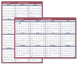 AT-A-GLANCE® Vertical/Horizontal Wall Calendar 24 x 36, White/Blue/Red Sheets, 12-Month (Jan to Dec): 2026