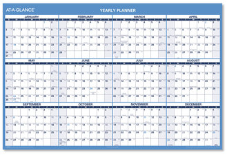 AT-A-GLANCE® Horizontal Erasable Wall Planner Reversible/Erasable 48 x 32, White/Blue Sheets, 12-Month (Jan to Dec): 2026
