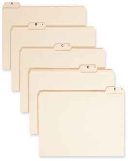 Smead™ Indexed File Folder Sets 1/5-Cut Prelabeled Tabs: A to Z, Letter Size, 0.75" Expansion, Manila, 25/Set