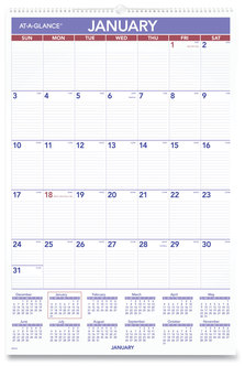 AT-A-GLANCE® Monthly Wall Calendar with Ruled Daily Blocks 20 x 30, White Sheets, 12-Month (Jan to Dec): 2026