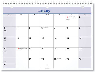 AT-A-GLANCE® QuickNotes® Desk/Wall Calendar 3-Hole Punched, 11 x 8, White/Blue/Yellow Sheets, 12-Month (Jan to Dec): 2026