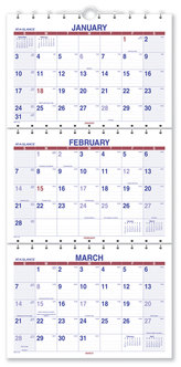AT-A-GLANCE® Move-A-Page Three-Month Wall Calendar 12 x 27, White/Red/Blue Sheets, 15-Month: Dec 2025 to Feb 2027