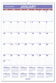 AT-A-GLANCE® Erasable Wall Calendar 15.5 x 22.75, White Sheets, 12-Month (Jan to Dec): 2026
