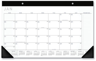 AT-A-GLANCE® Contemporary Monthly Desk Pad 18 x 11, White Sheets, Black Binding/Corners,12-Month (Jan to Dec): 2026