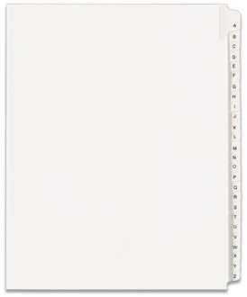 Avery® Preprinted Legal Exhibit Index Tab Dividers with Black and White Tabs Side Allstate Style, 26-Tab, A to Z, 11 x 8.5, 1 Set, (1700)