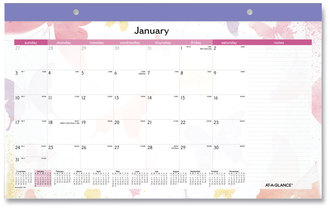 AT-A-GLANCE® Watercolors Monthly Desk Pad Calendar Butterfly Artwork, 17.75 x 11, White Sheets, Purple Binding, 12-Month (Jan-Dec): 2026