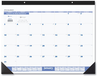 AT-A-GLANCE® Desk Pad 22 x 17, White Sheets, Black Binding, Corners, 12-Month (Jan to Dec): 2026