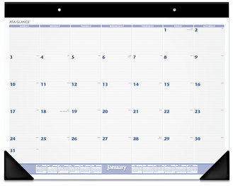 AT-A-GLANCE® Desk Pad 24 x 19, White Sheets, Black Binding, Corners, 12-Month (Jan to Dec): 2026