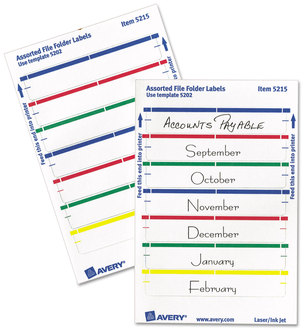 Avery® Printable 4" x 6" - Permanent File Folder Labels 0.69 3.44, White, 7/Sheet, 36 Sheets/Pack, (5215)