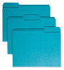 A Picture of product SMD-13143 Smead™ Colored File Folders 1/3-Cut Tabs: Assorted, Letter Size, 0.75" Expansion, Teal, 100/Box