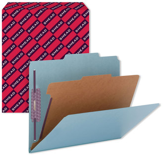 Smead™ Four-Section Colored Pressboard Top Tab Classification Folders with SafeSHIELD® Coated Fasteners Four 1 Divider, Letter Size, Blue, 10/Box