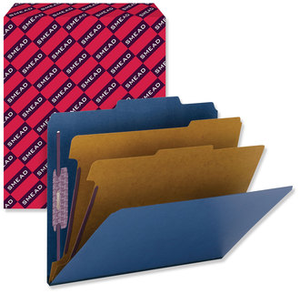 Smead™ Six-Section Colored Pressboard Top Tab Classification Folders with SafeSHIELD® Coated Fasteners Six 2 Dividers, Letter Size, Dark Blue, 10/Box
