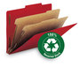 A Picture of product SMD-14061 Smead™ 100% Recycled Pressboard Classification Folders 2" Expansion, 2 Dividers, 6 Fasteners, Letter Size, Bright Red, 10/Box