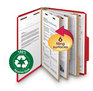 A Picture of product SMD-14061 Smead™ 100% Recycled Pressboard Classification Folders 2" Expansion, 2 Dividers, 6 Fasteners, Letter Size, Bright Red, 10/Box