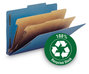 A Picture of product SMD-14062 Smead™ 100% Recycled Pressboard Classification Folders 2" Expansion, 2 Dividers, 6 Fasteners, Letter Size, Dark Blue, 10/Box