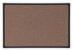 Universal® Tech Cork Board 36 x 24, Brown Surface, Black Plastic Frame