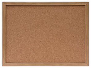 Universal® Cork Board with Oak Style Frame 24 x 18, Tan Surface