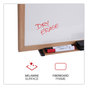 A Picture of product UNV-43620 Universal® Deluxe Melamine Dry Erase Board 96 x 48, White Surface, Oak Fiberboard Frame